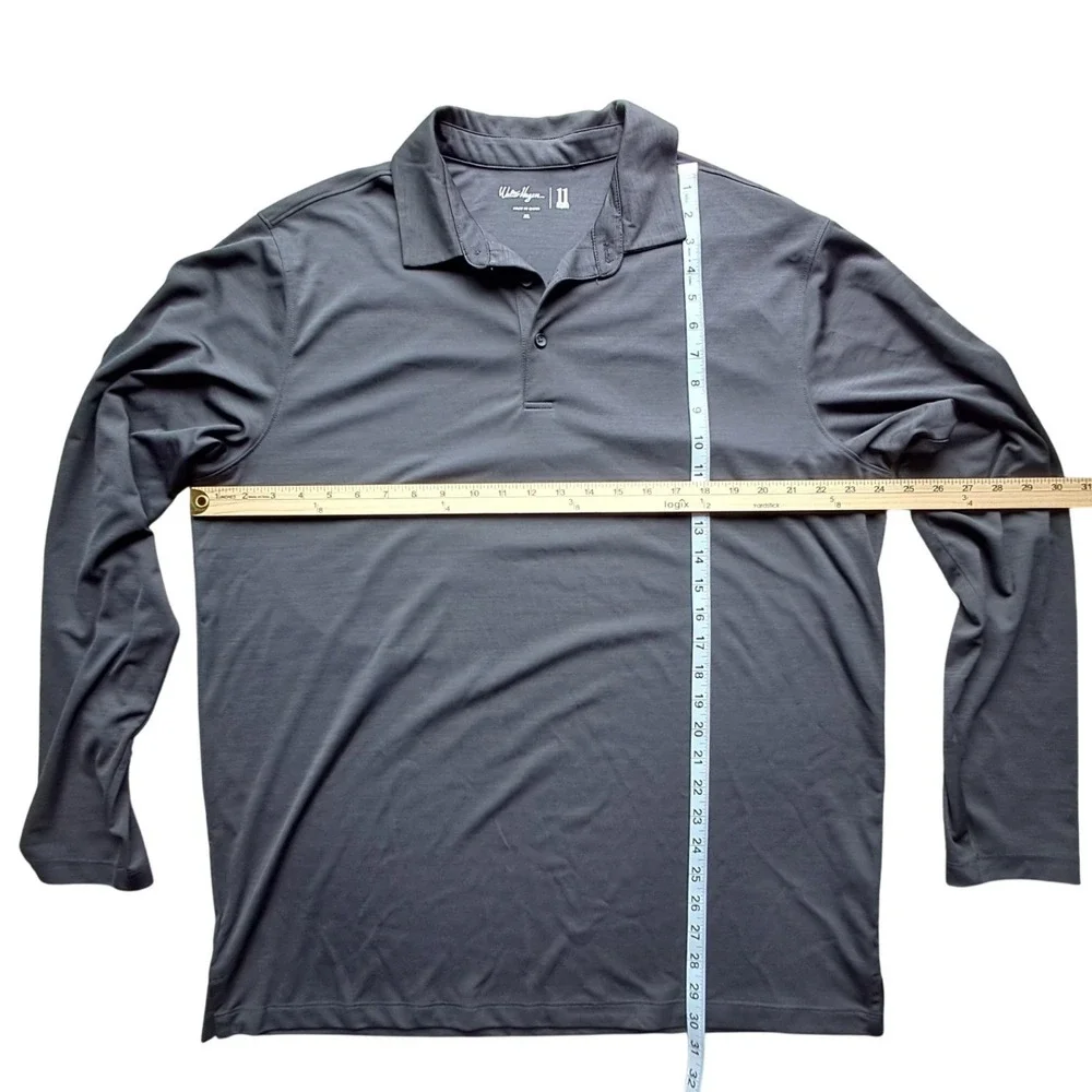 Walter Hagen 11 Majors Mens XL Gray‎ Long Sleeve Golf Polo Shirt Polyester Solid